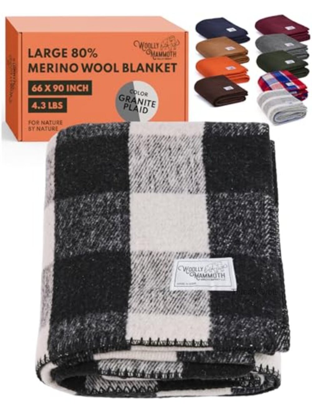 Merino Wool Blend Camping Blanket 66x90 Twill Throw